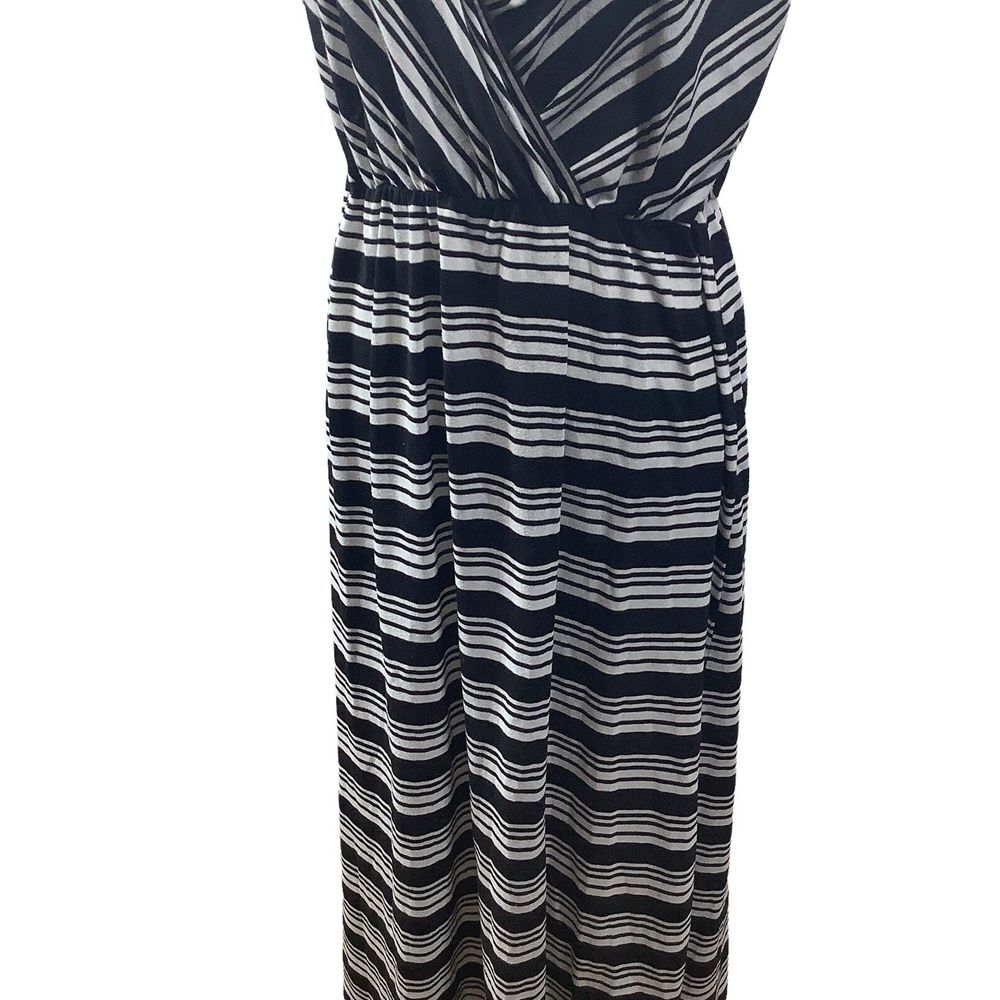 Liberty Love‎  Womens Maxi Long Black White Dress Stripe Size XL Stretch - Picture 3 of 7